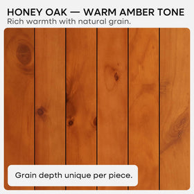 Honey oak finish on Homeforia shelf adds timeless warmth and durability