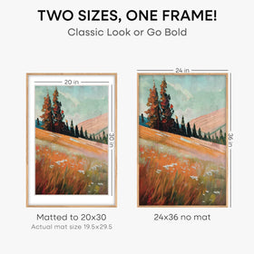 Homeforia oak frame with matte option highlights the 20x30 display space.