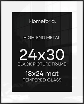 Homeforia 24x30 black poster frame with matte edge enhances artwork.