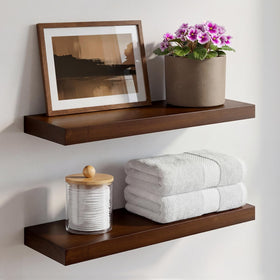 Homeforia Walnut 18-inch floating shelf front view highlights natural wood grain and elegant finish