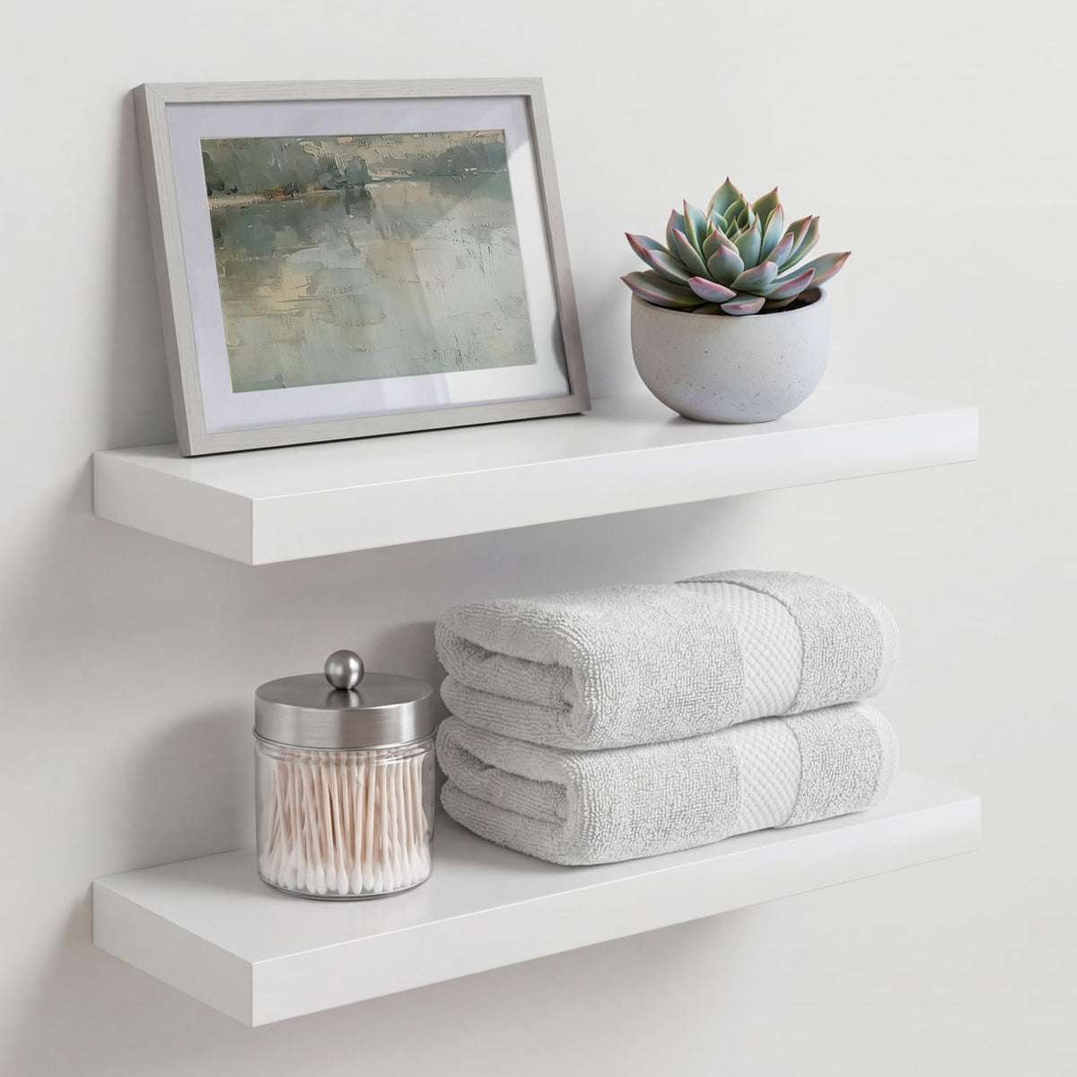 Homeforia White Floating Shelf 18 inch front view showcases clean wall display