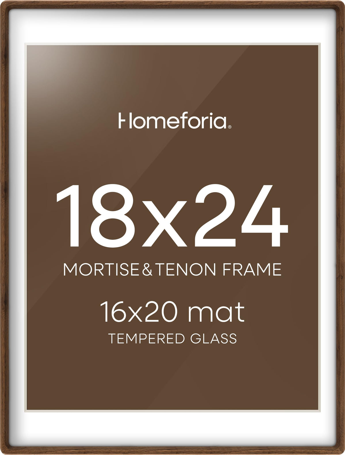 Homeforia walnut frame with mortise and tenon joinery for lasting display.