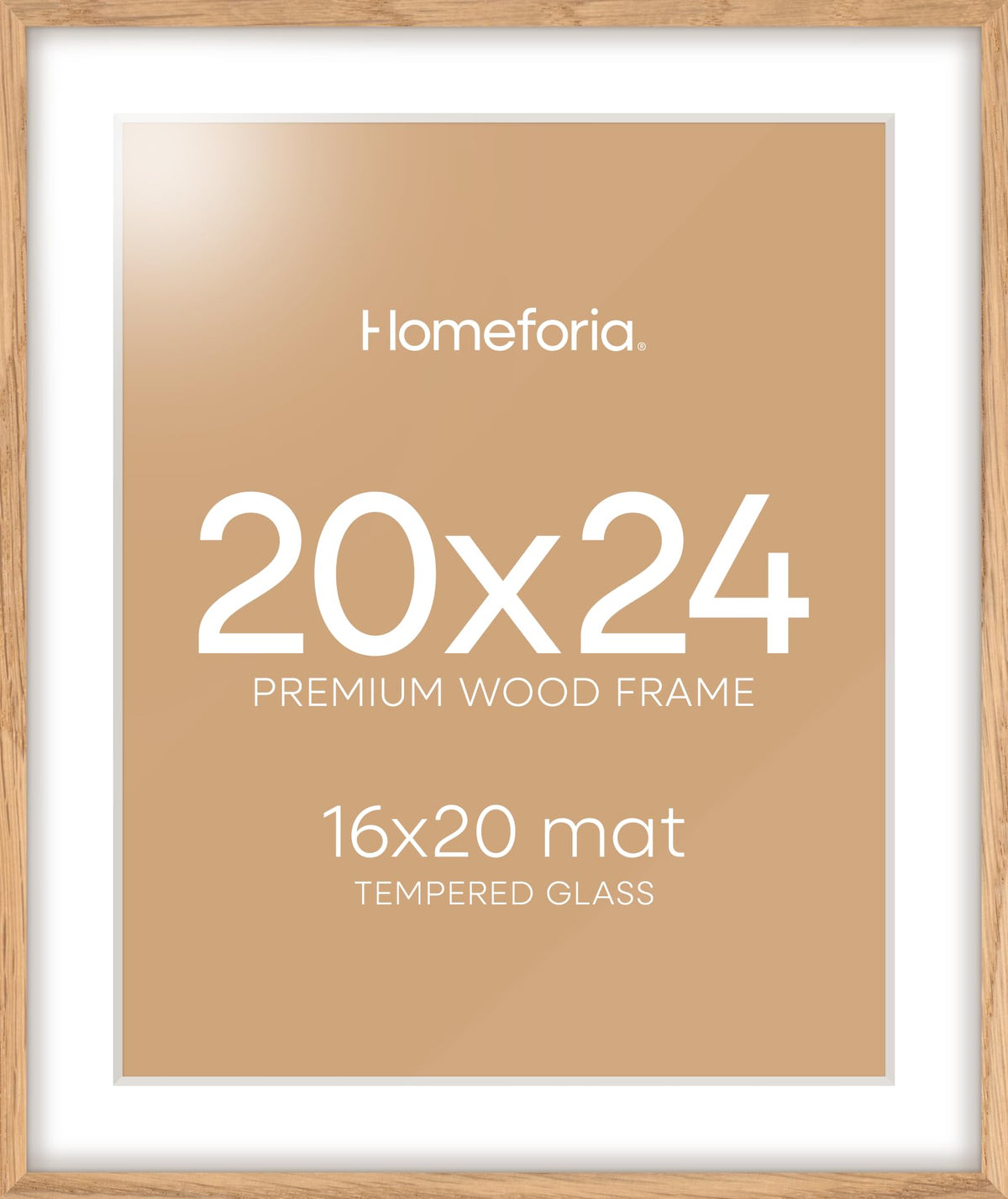 Homeforia wood frame natural oak shows subtle grain for an upscale wall display.