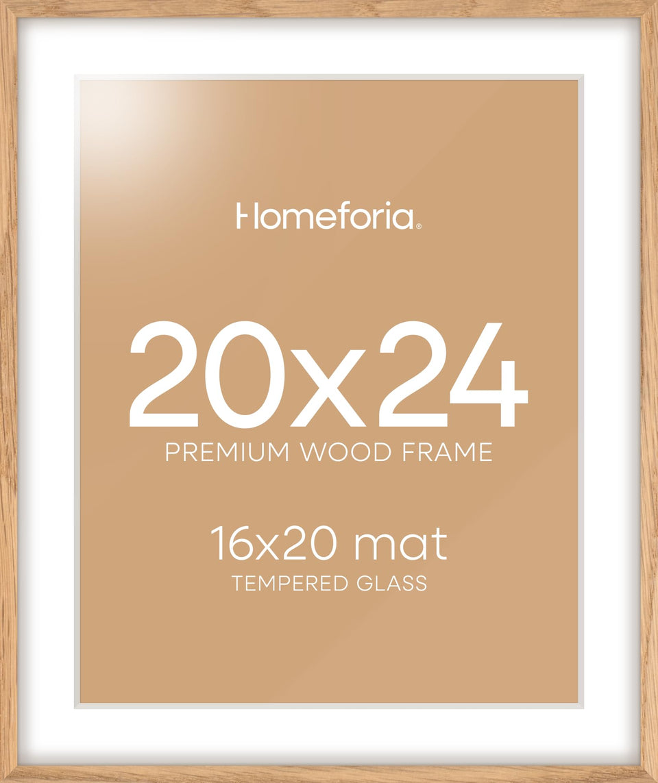 Homeforia wood frame natural oak shows subtle grain for an upscale wall display.