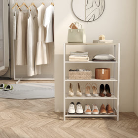 HOMEFORT shoe rack side profile shows slim footprint ideal for narrow spaces.
