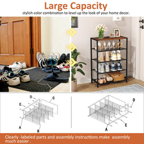 HOMEFORT rustic brown finish blends with decor while organizing shoes