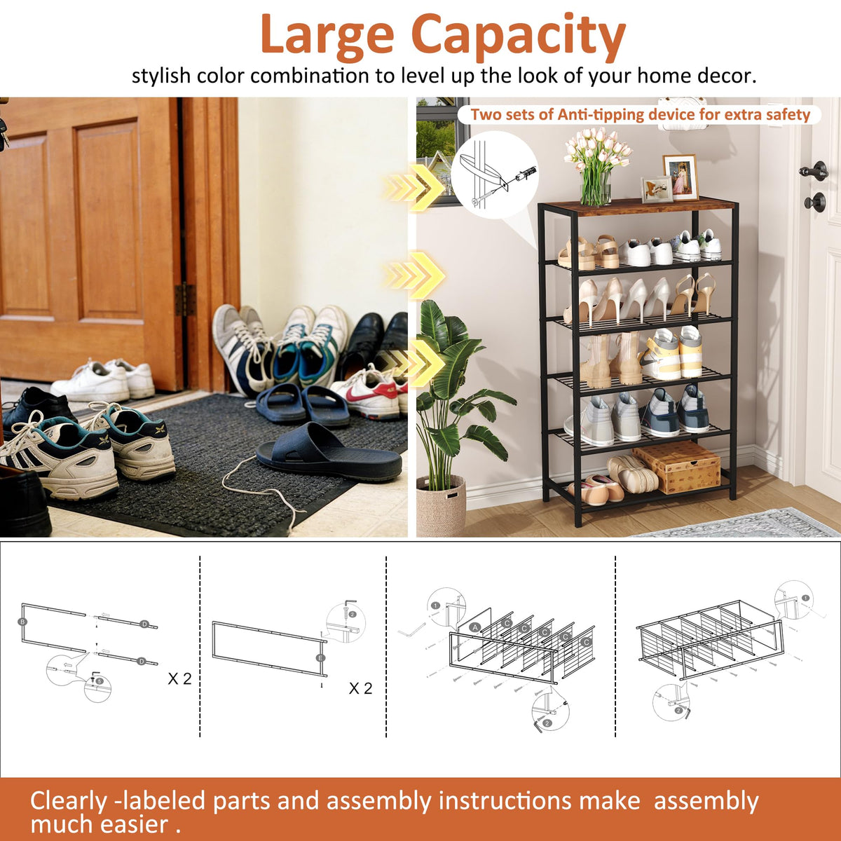 HOMEFORT shoe rack dimension shot illustrating 59 inches wide by 30 inches deep.