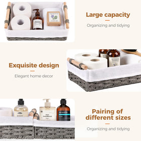 HomeHacks grey storage baskets on kitchen counter showing compact, accessible storage