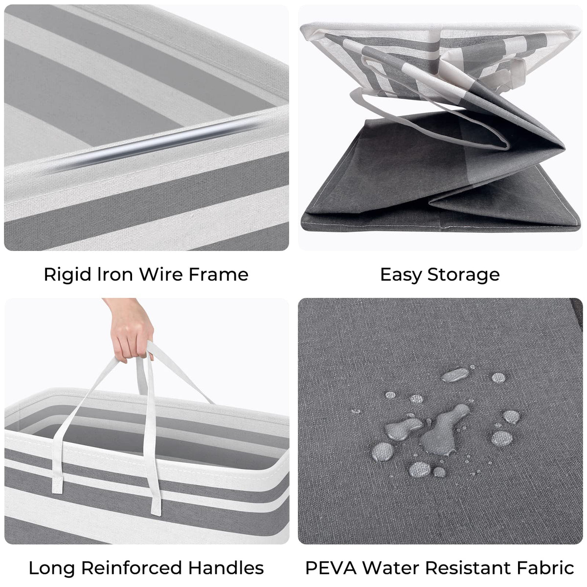 HomeHacks 3-Pack Large Laundry Basket side profile highlights tall design perfect for dorm rooms.