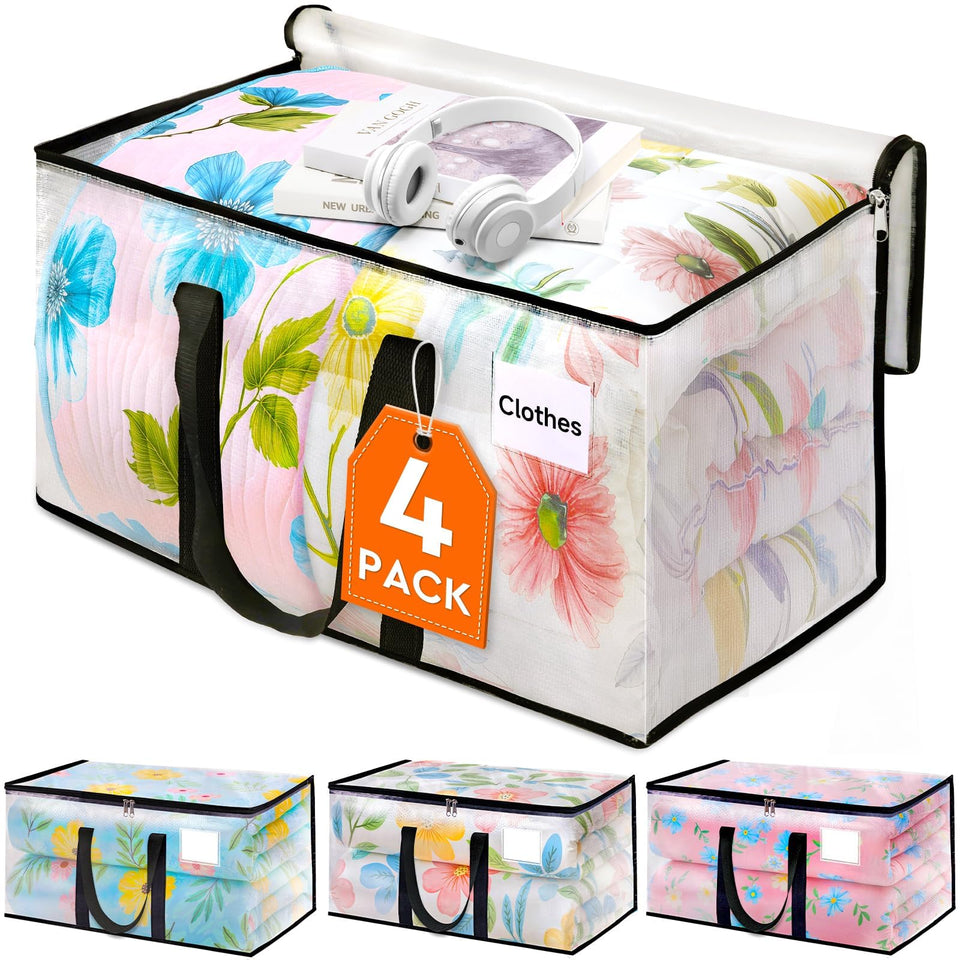 HomeHacks clear moving bags with top-opening design for quick packing.
