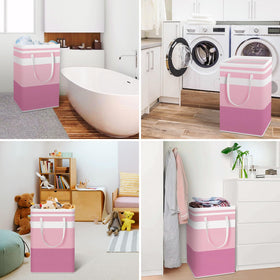 HomeHacks blue and pink color combination brightens laundry spaces