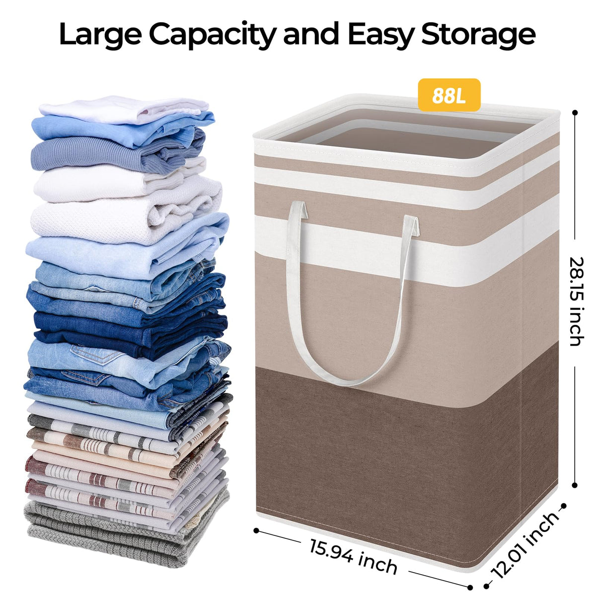 HomeHacks laundry basket 88L capacity for clothes and toys