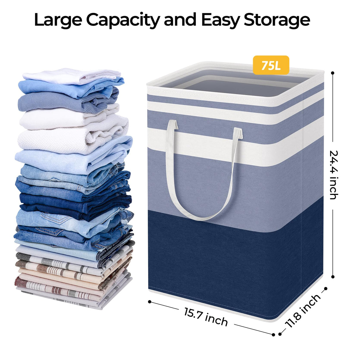 HomeHacks premium cotton flax fabric for durable laundry storage.