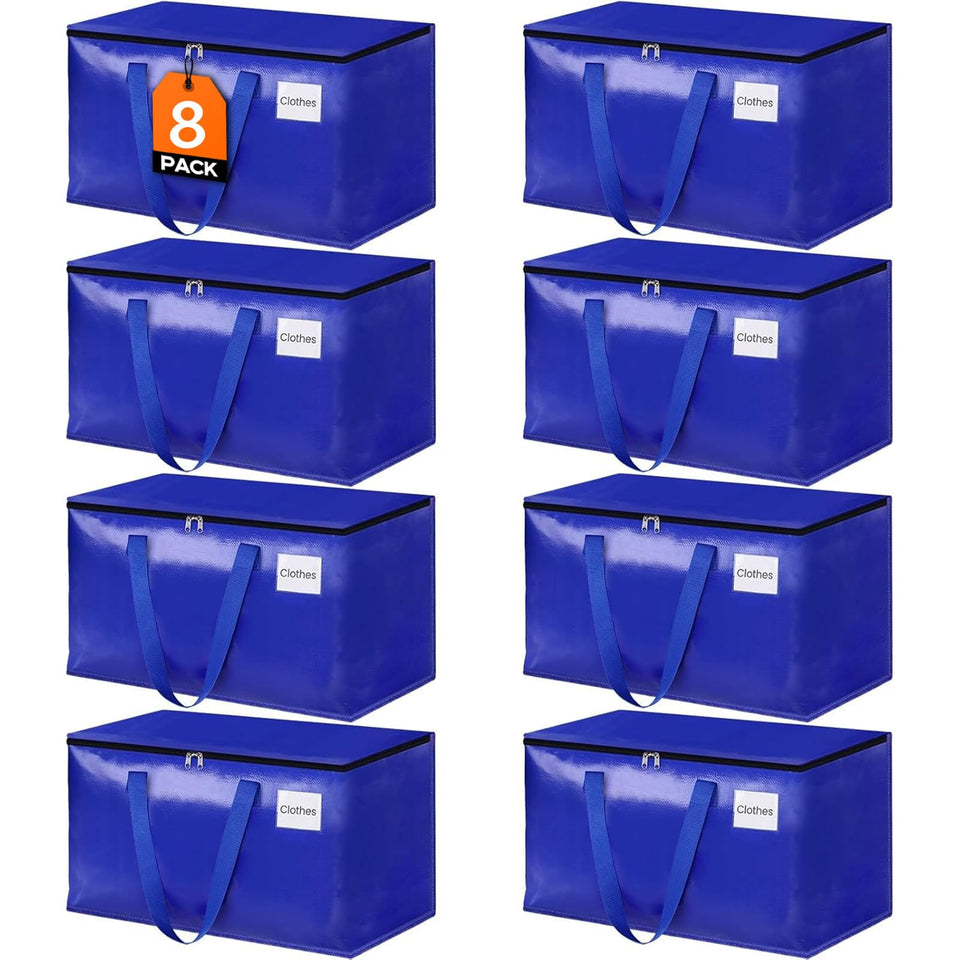HomeHacks 93L blue moving bags 8-pack for organized moving and storage