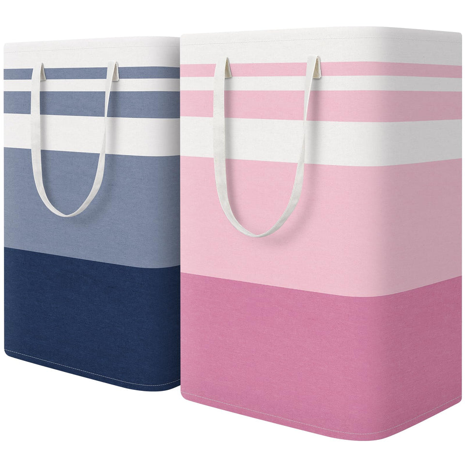 HomeHacks two-pack large laundry baskets with freestanding structure for upright organization in bedrooms