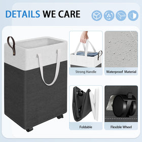 HomeHacks wheels with brake on laundry hamper for secure transport.