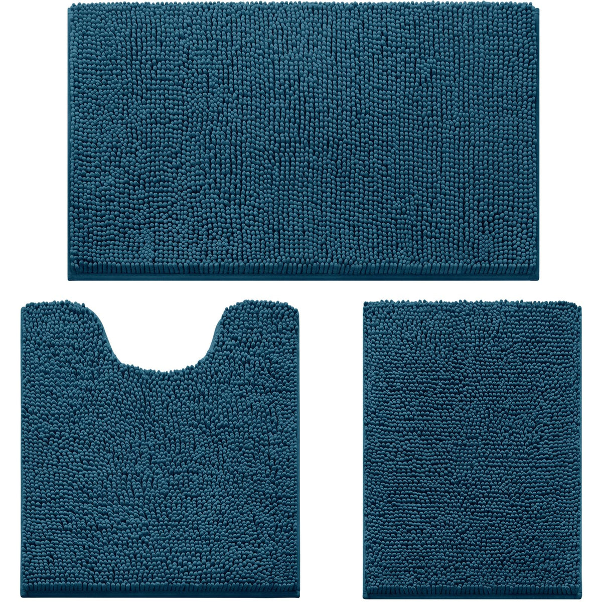 HOMEIDEAS 3pc set in Atlantic Blue with non-slip backing for safe floors.
