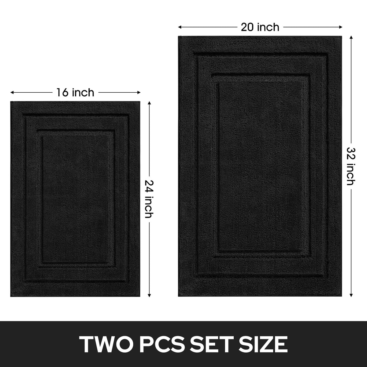 HOMEIDEAS versatile bath rug set complements modern decor in black.