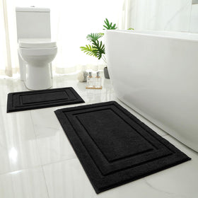 HOMEIDEAS bath rug set with soft-pile texture for warm feet after showers.