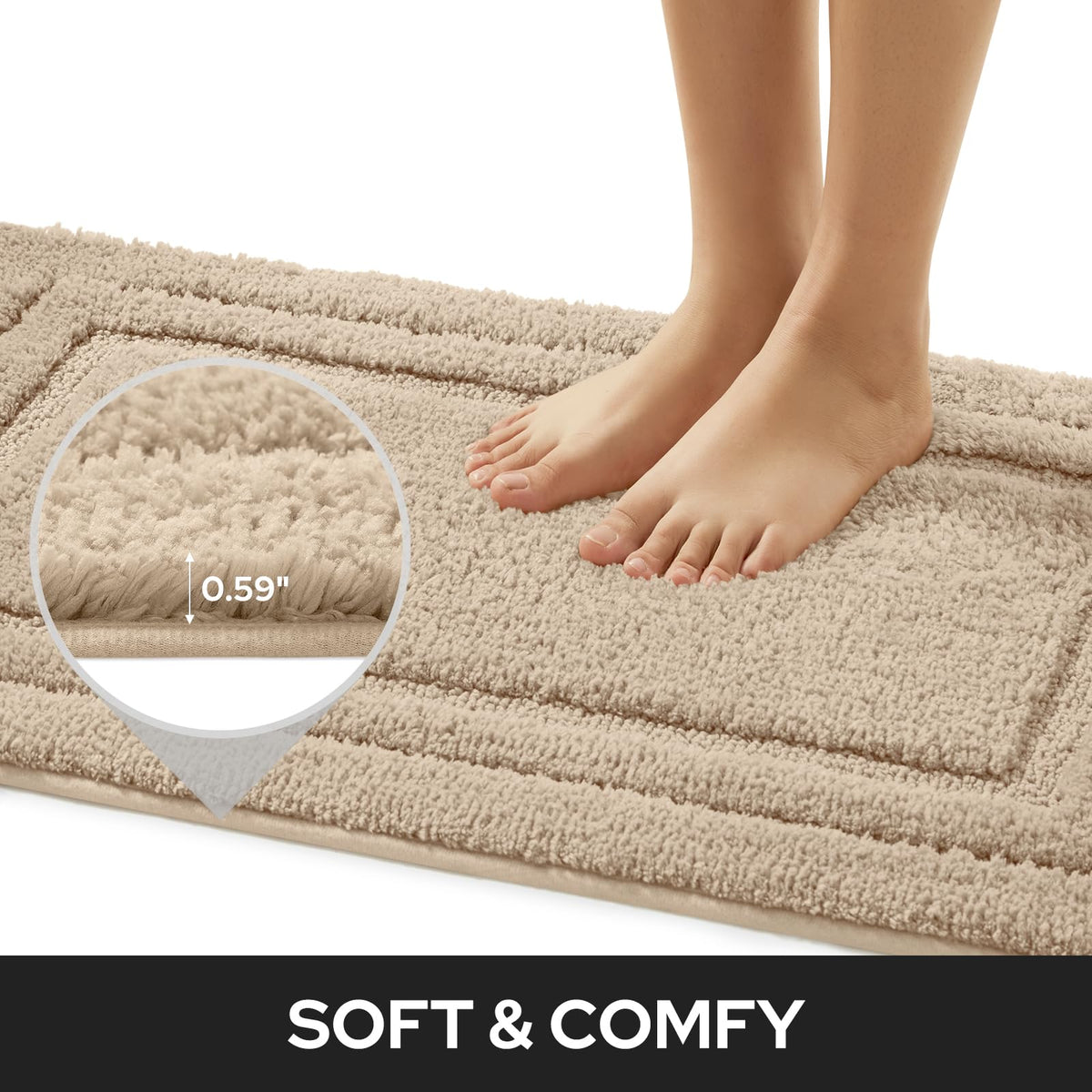 HOMEIDEAS beige two-piece rug set 16x24 highlights soft texture and comfort.