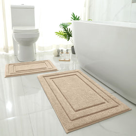 HOMEIDEAS beige bathroom rug set 20x32 with plush microfiber for warm feet.