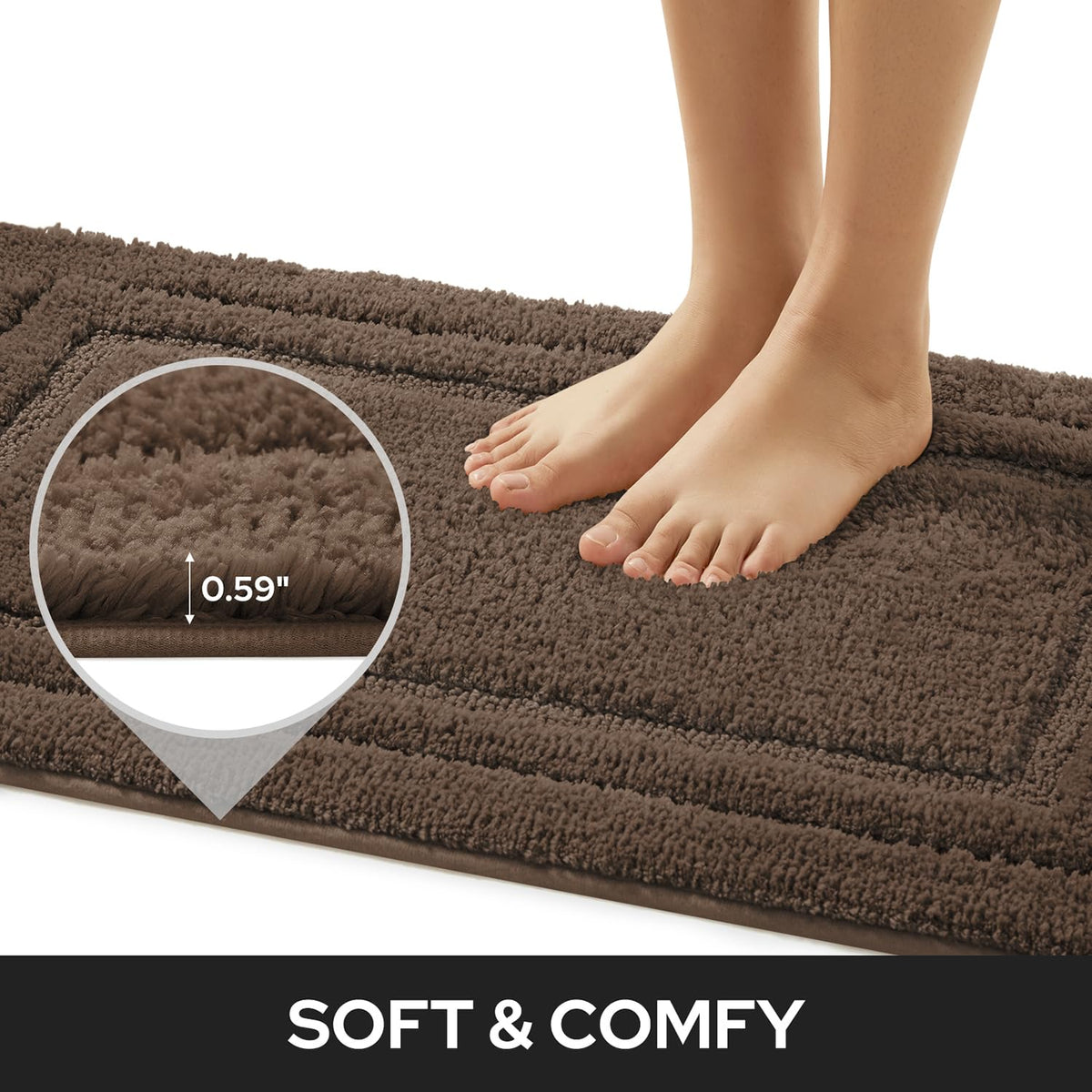 HOMEIDEAS 2pc soft brown bathroom rugs 16x24 add quick comfort near sinks and tubs.