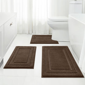 HOMEIDEAS 3-piece bathroom rug set shown together for a cohesive bathroom upgrade and comfort