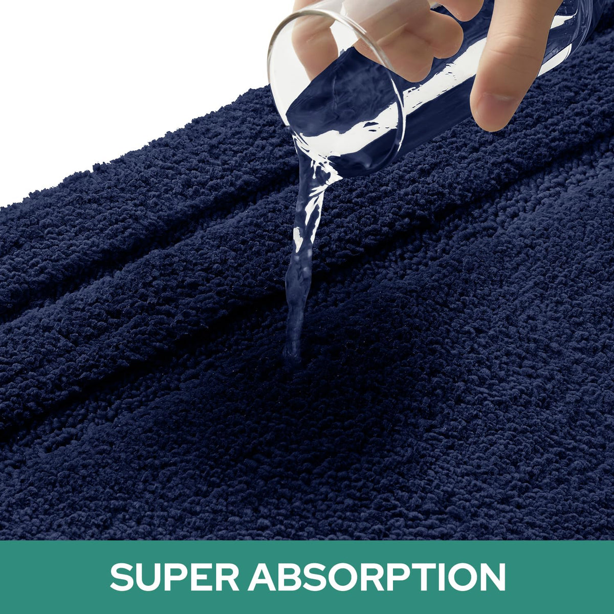 HOMEIDEAS ultra-soft microfiber fibers in navy blue rug set for cozy steps.