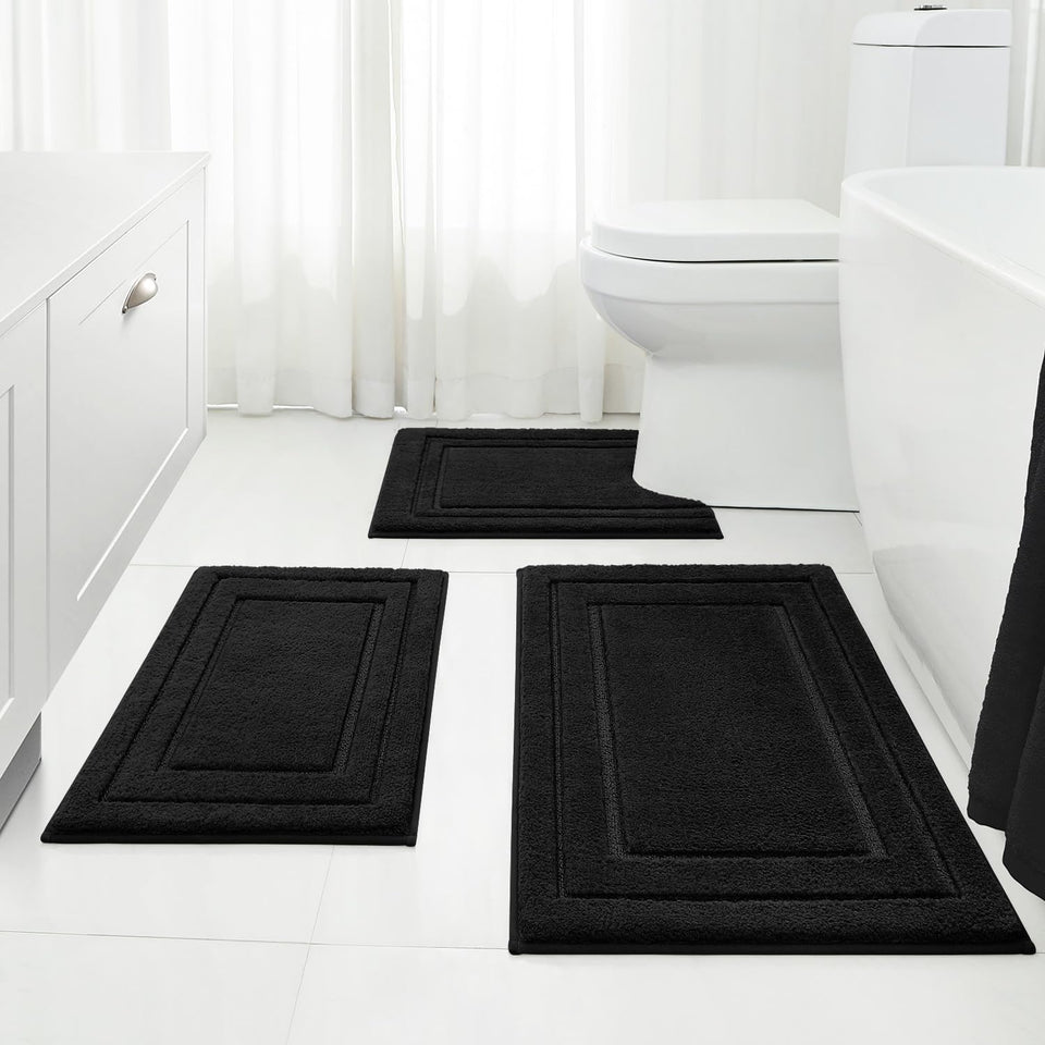 HOMEIDEAS bathroom rug set with soft-plush fibers for cozy feet