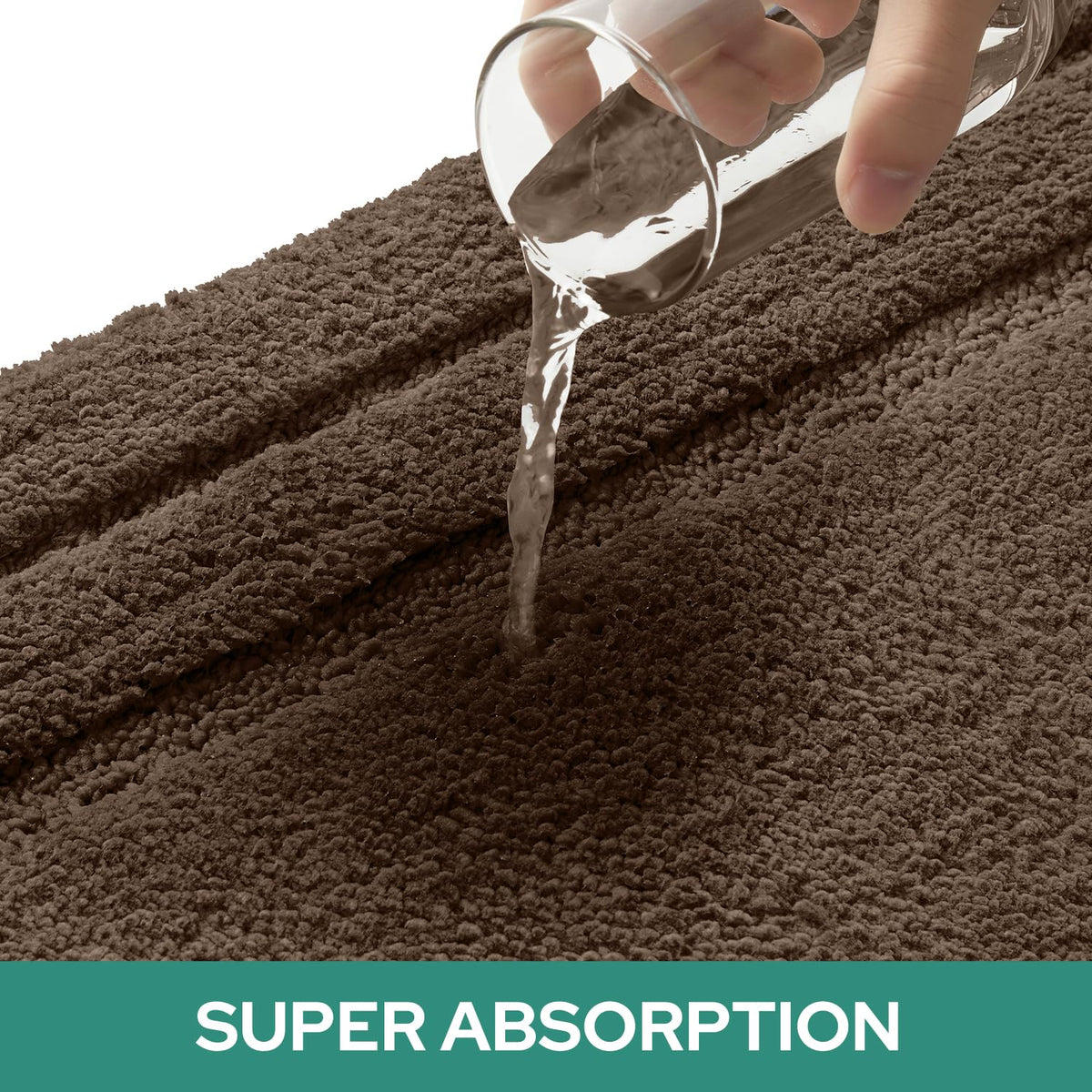 HOMEIDEAS absorbent microfiber rug demonstrating quick moisture absorption and drying