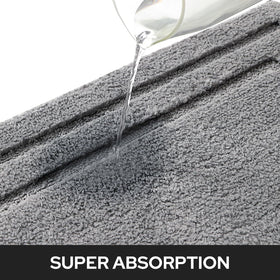 Absorbent microfiber quickly soaks up water from shower or sink