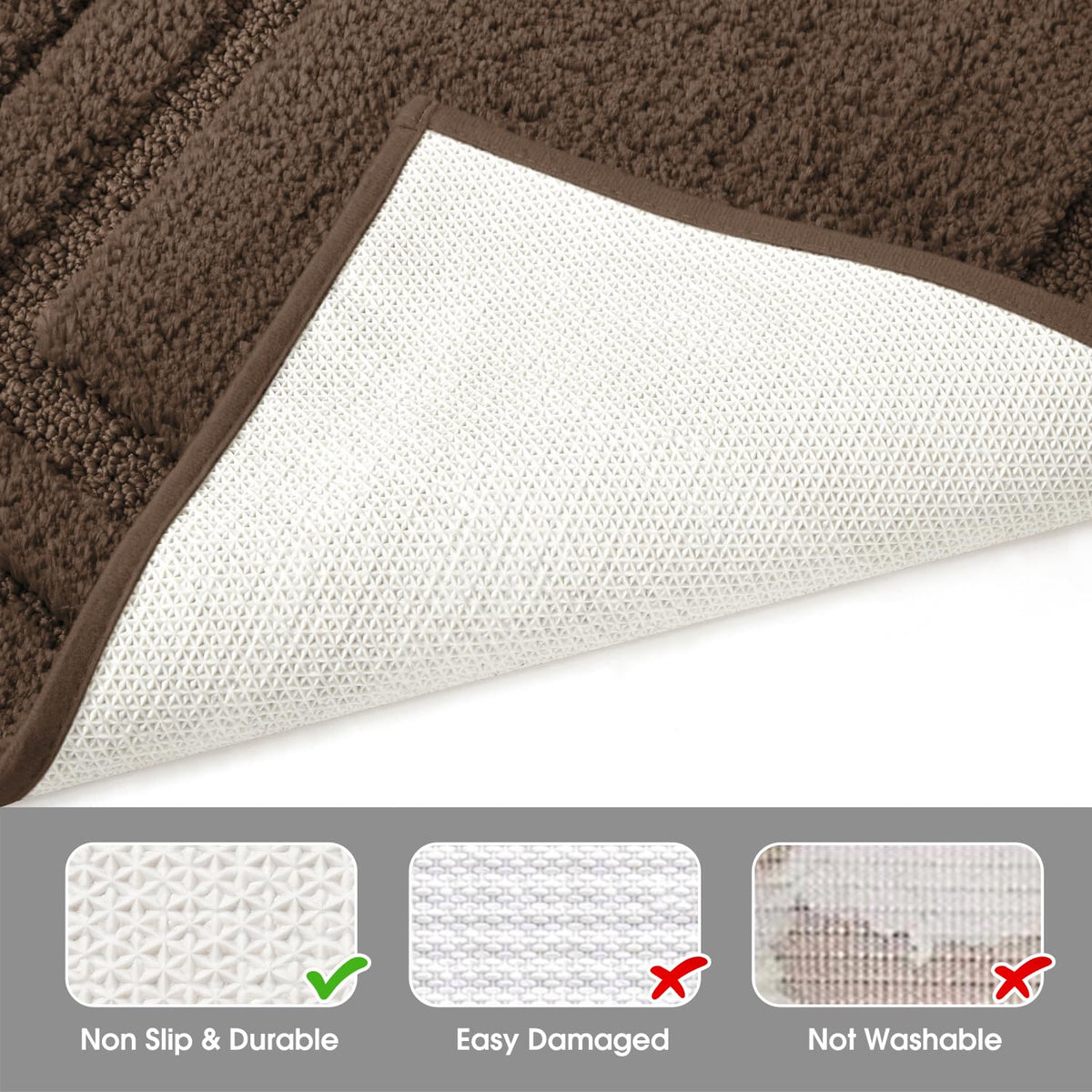 HOMEIDEAS rug with non-slip TPR backing ensuring stable placement on tile floors