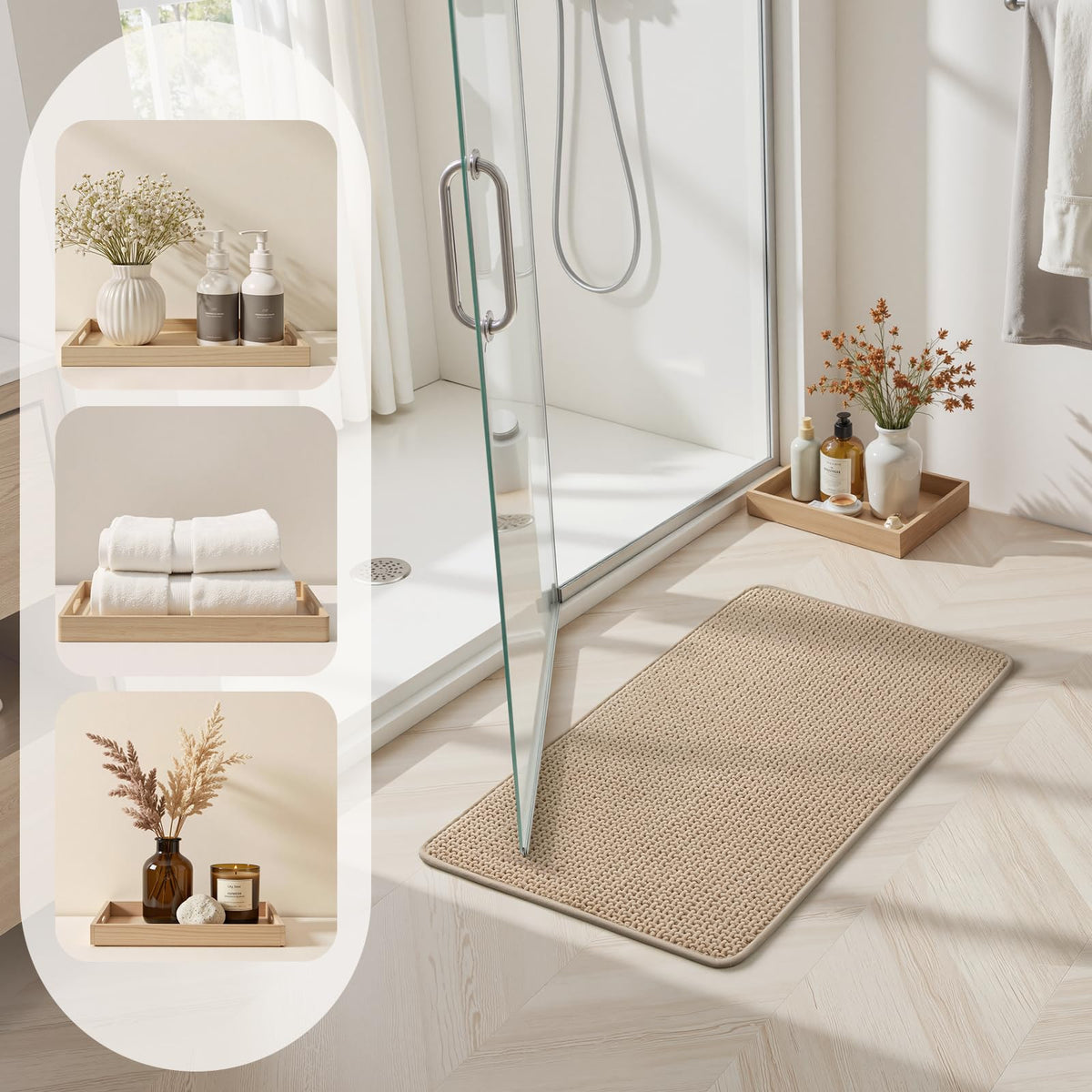 HOMEIDEAS chenille closeup highlights soft texture and cross-weave absorbency.