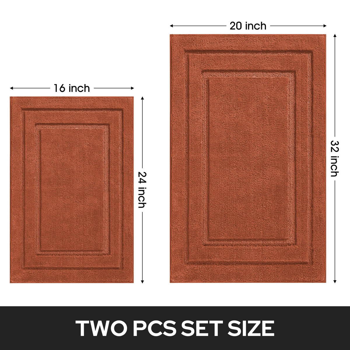 Two-piece Homeideas set includes 20x32 and 16x24 mats for versatile placement