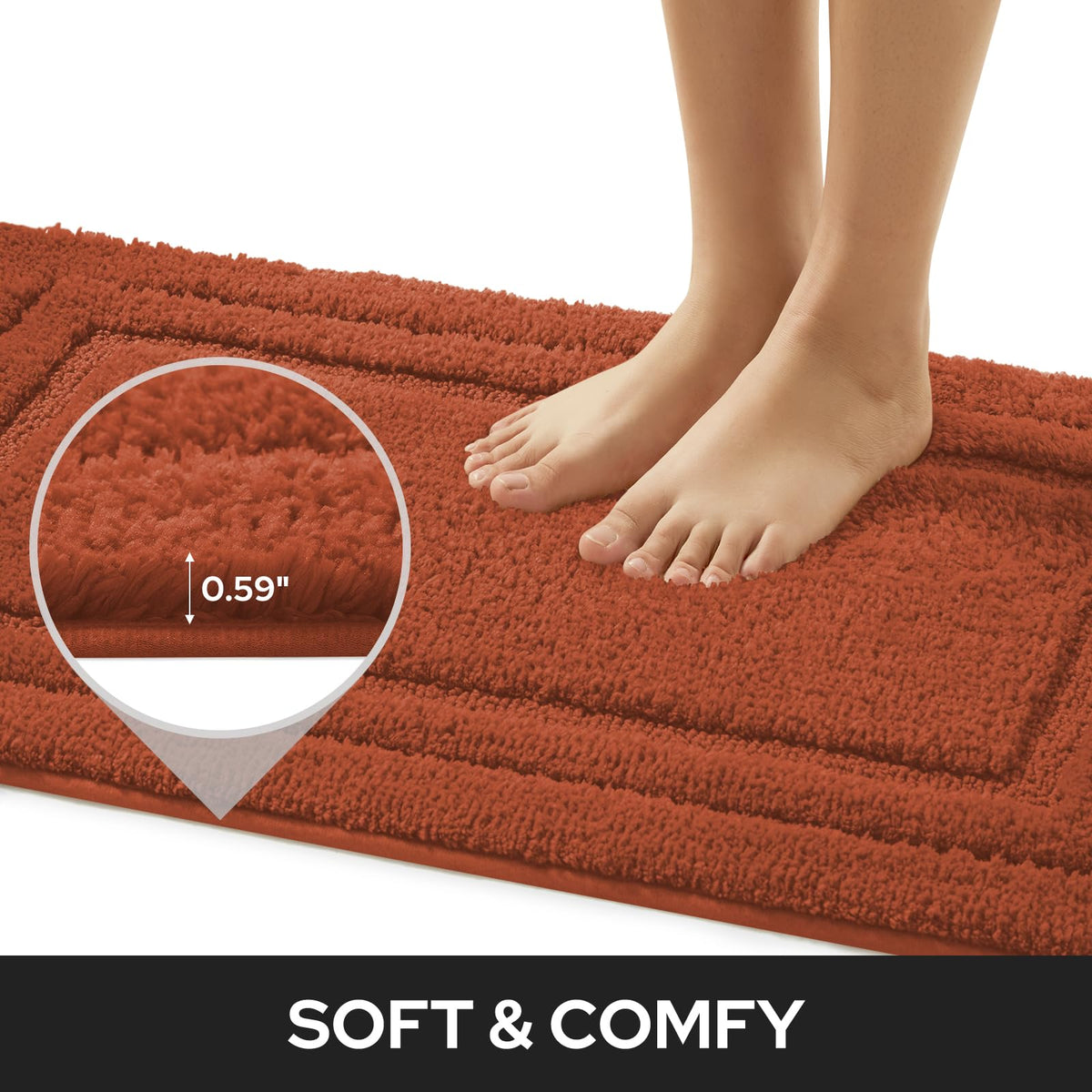 Homeideas bath rug set with non-slip back prevents shifting on dry floors
