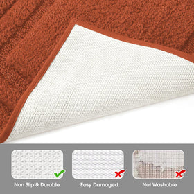 Shaggy pile adds warmth and comfort beside the sink or shower