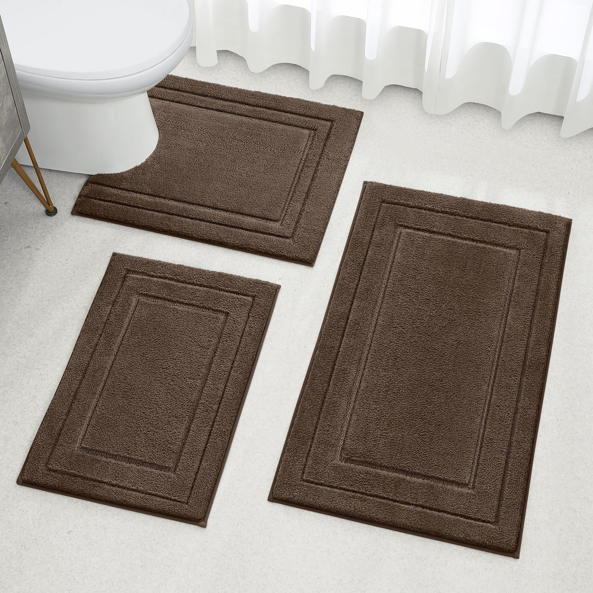 HOMEIDEAS U-shaped 20x24 mat displayed around a toilet for stability