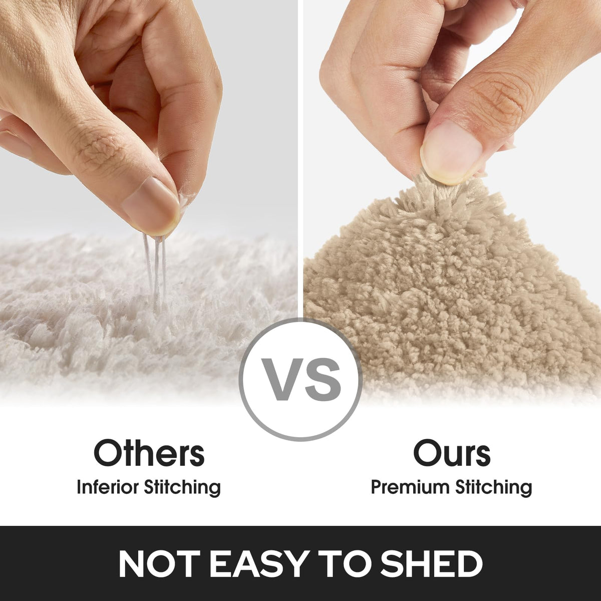 HOMEIDEAS beige bath mats laid on a dry bathroom floor.
