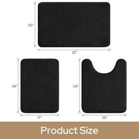 HOMEIDEAS black bath rug close-up reveals plush fibers and sleek look.