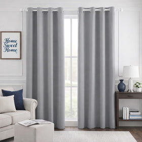 HOMEIDEAS blackout curtains grey texture close-up showing luxurious fabric and light control