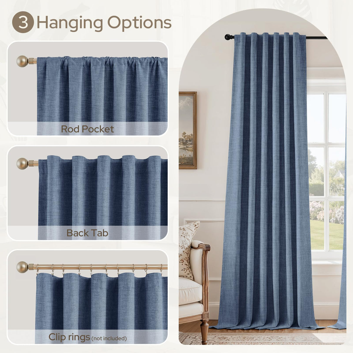 HOMEIDEAS boho-modern farmhouse style curtains suitable for bedrooms and living rooms.