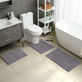 HOMEIDEAS contoured U-shape rug 20x24 provides anti-slip safety on tile.