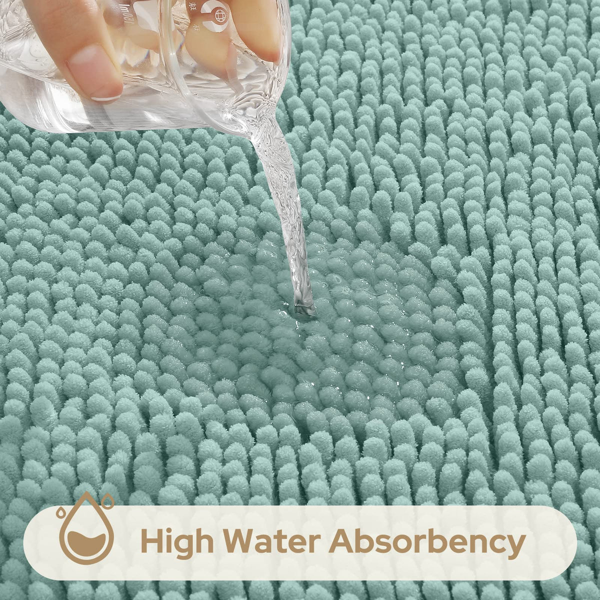 HOMEIDEAS eggshell blue large bathroom rug provides plush footing.