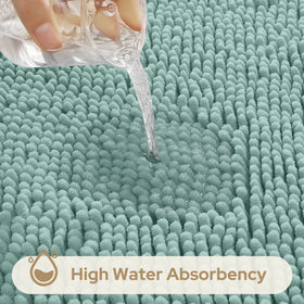 HOMEIDEAS eggshell blue large bathroom rug provides plush footing.