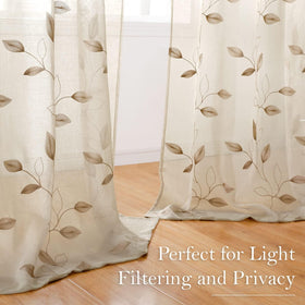 HOMEIDEAS embroidered leaf design adds natural elegance to any window.