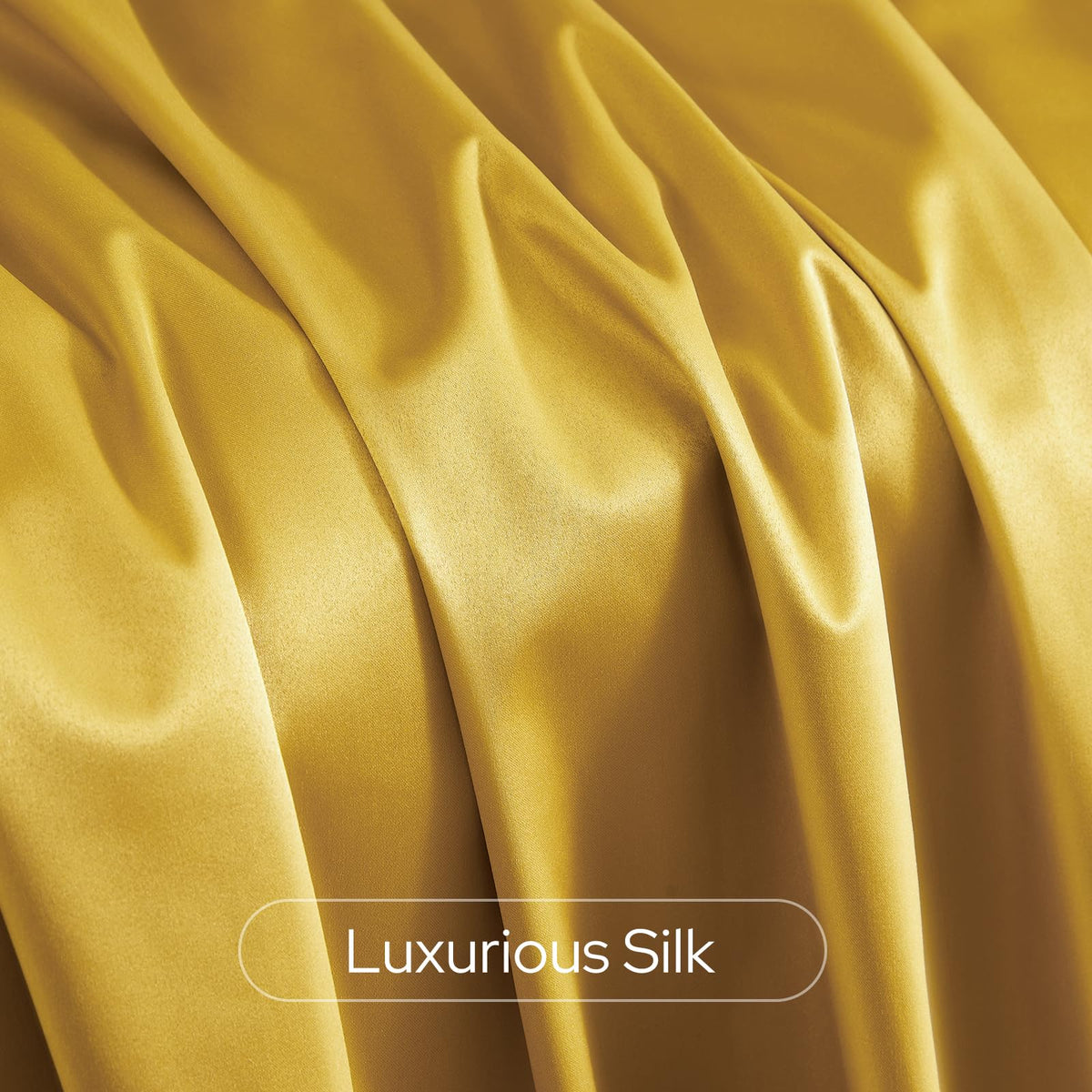 HomeIdeas gold faux silk curtains in a bright room.