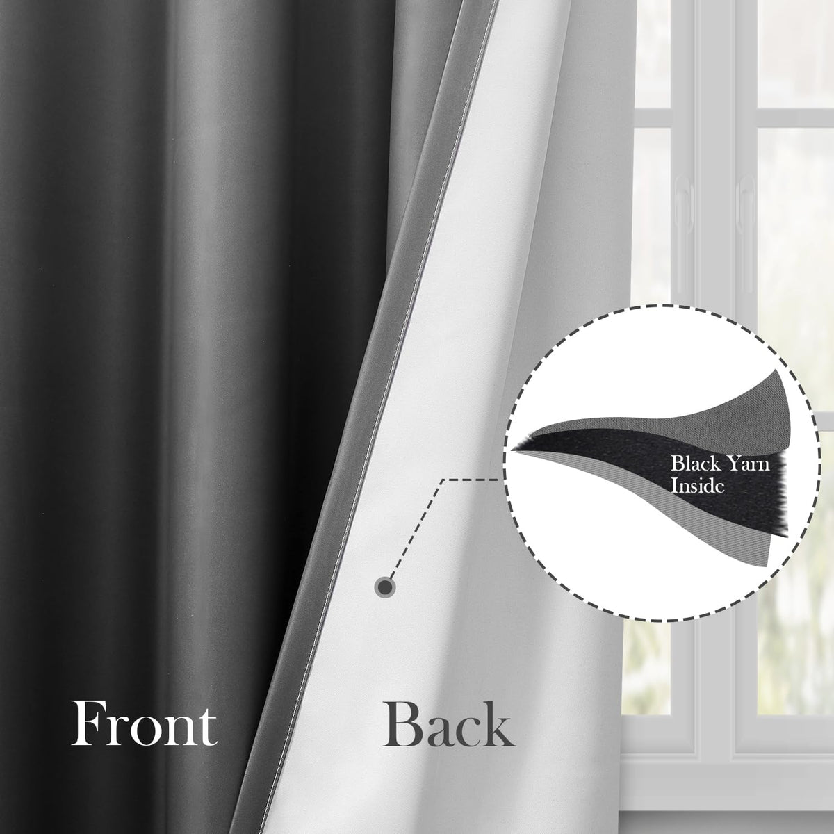 HOMEIDEAS gradient blackout curtains 52x84 sunlight filtering effect close look
