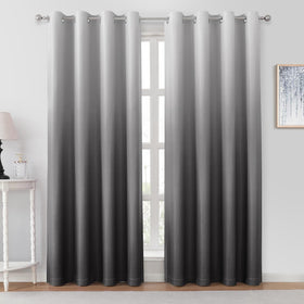 HOMEIDEAS grey ombre curtains 52x84 front view with smooth gradient and privacy