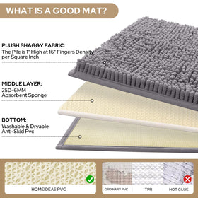 HOMEIDEAS large bath rug 20x32 anchors the shower area with plush softness.