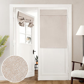 HOMEIDEAS linen blackout French-door curtain flat lay showing full coverage for room darkening and privacy